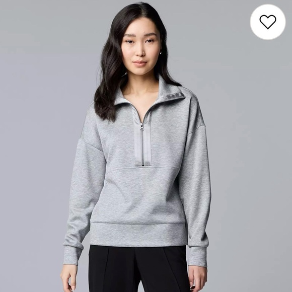 Simply Vera Vera Wang Tops - Simply Vera Vera Wang Women's Gray Half-Zip Sweatshirt